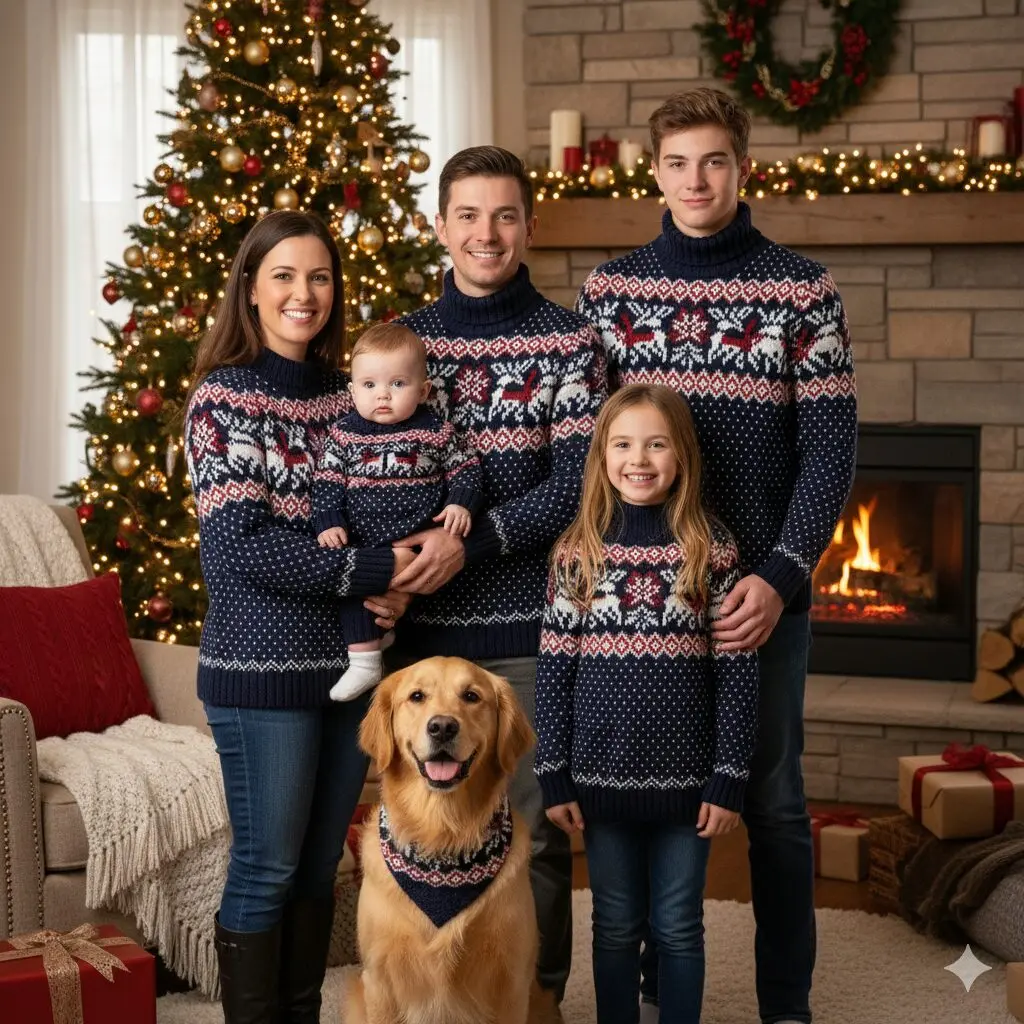 Le guide des tenues coordonnées pour la famille en 2026 1 pull-de-noel-famille